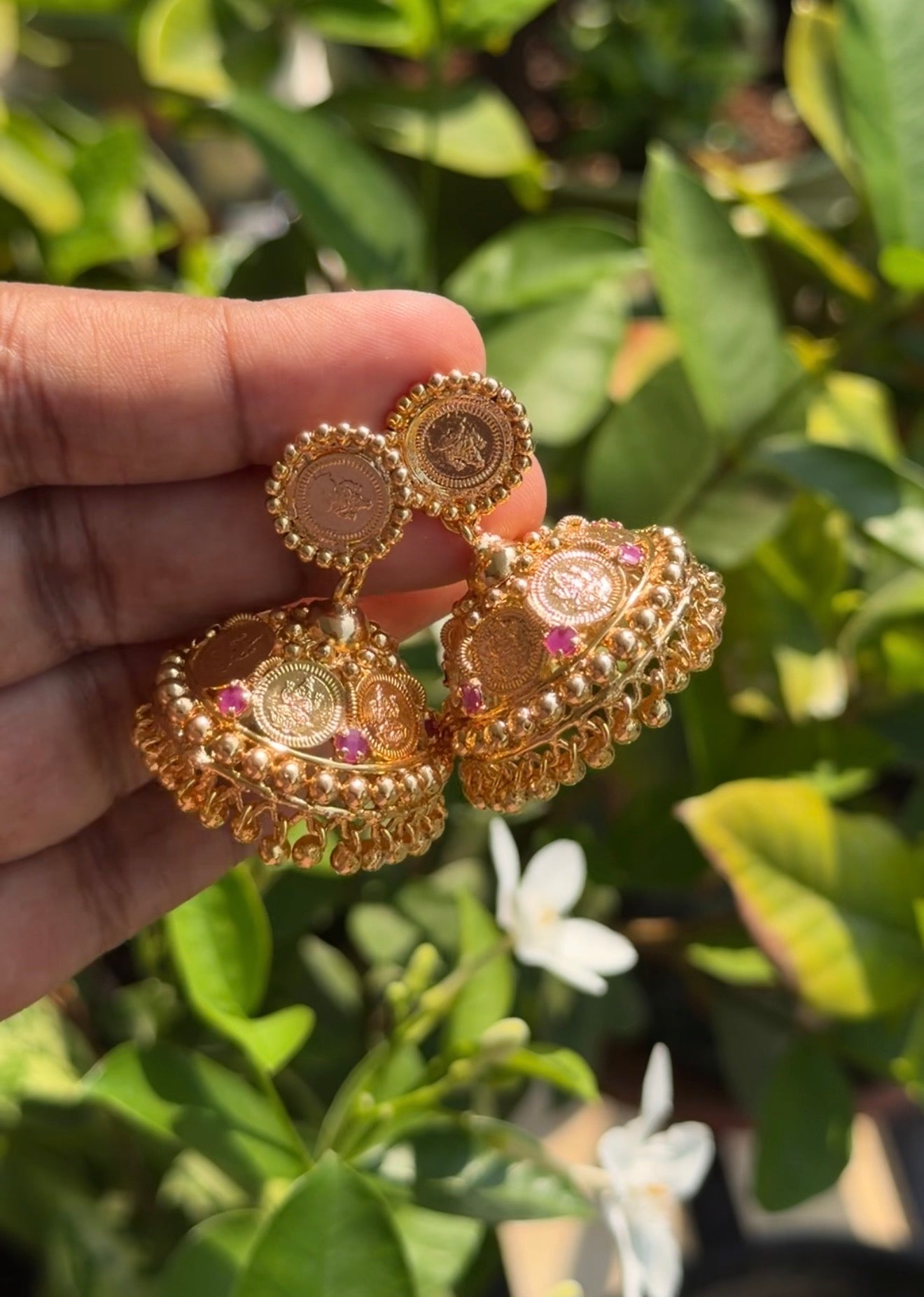 Gold plated Lakshmi Jhumka