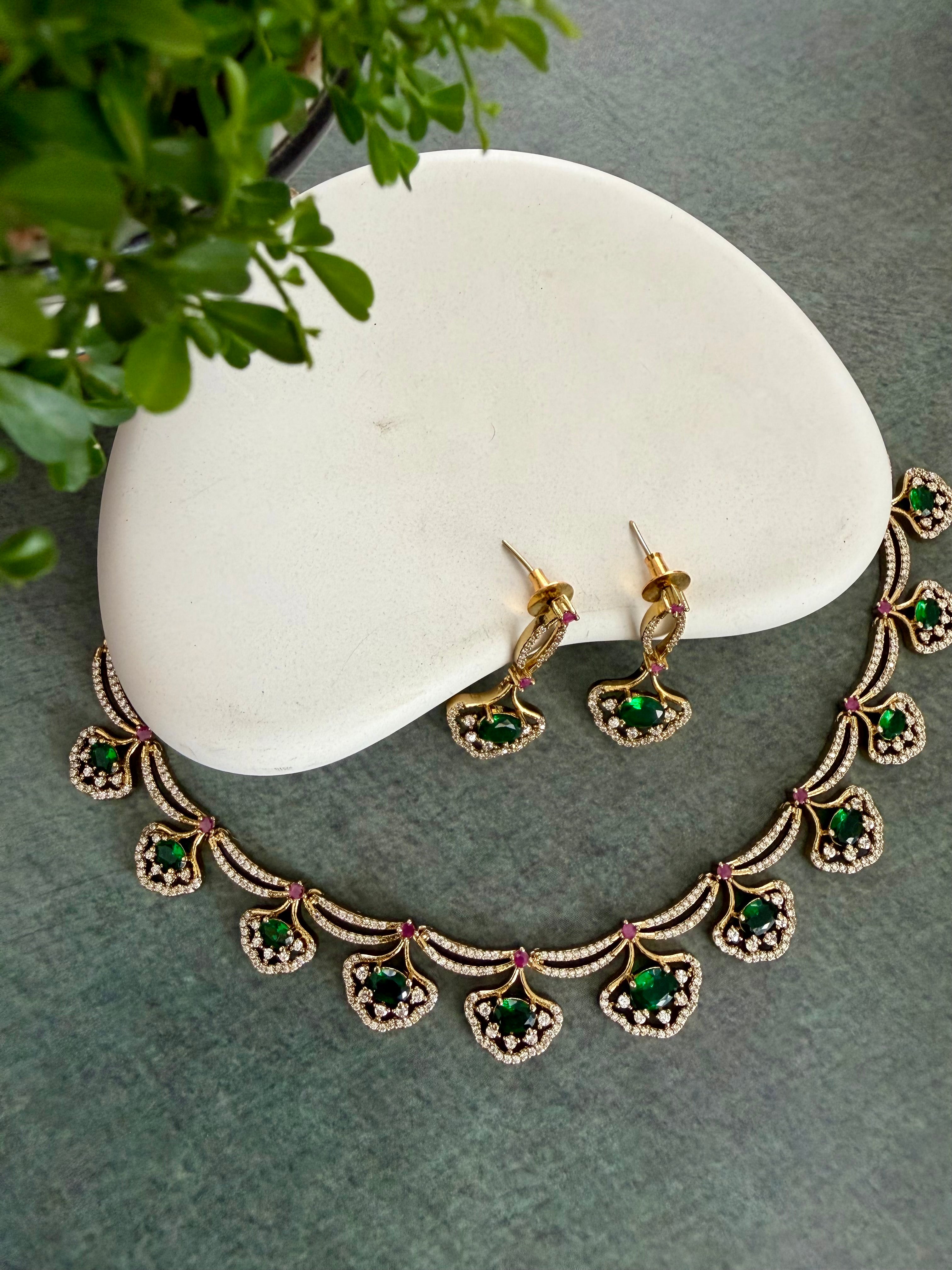 Emerald and White AD Necklace