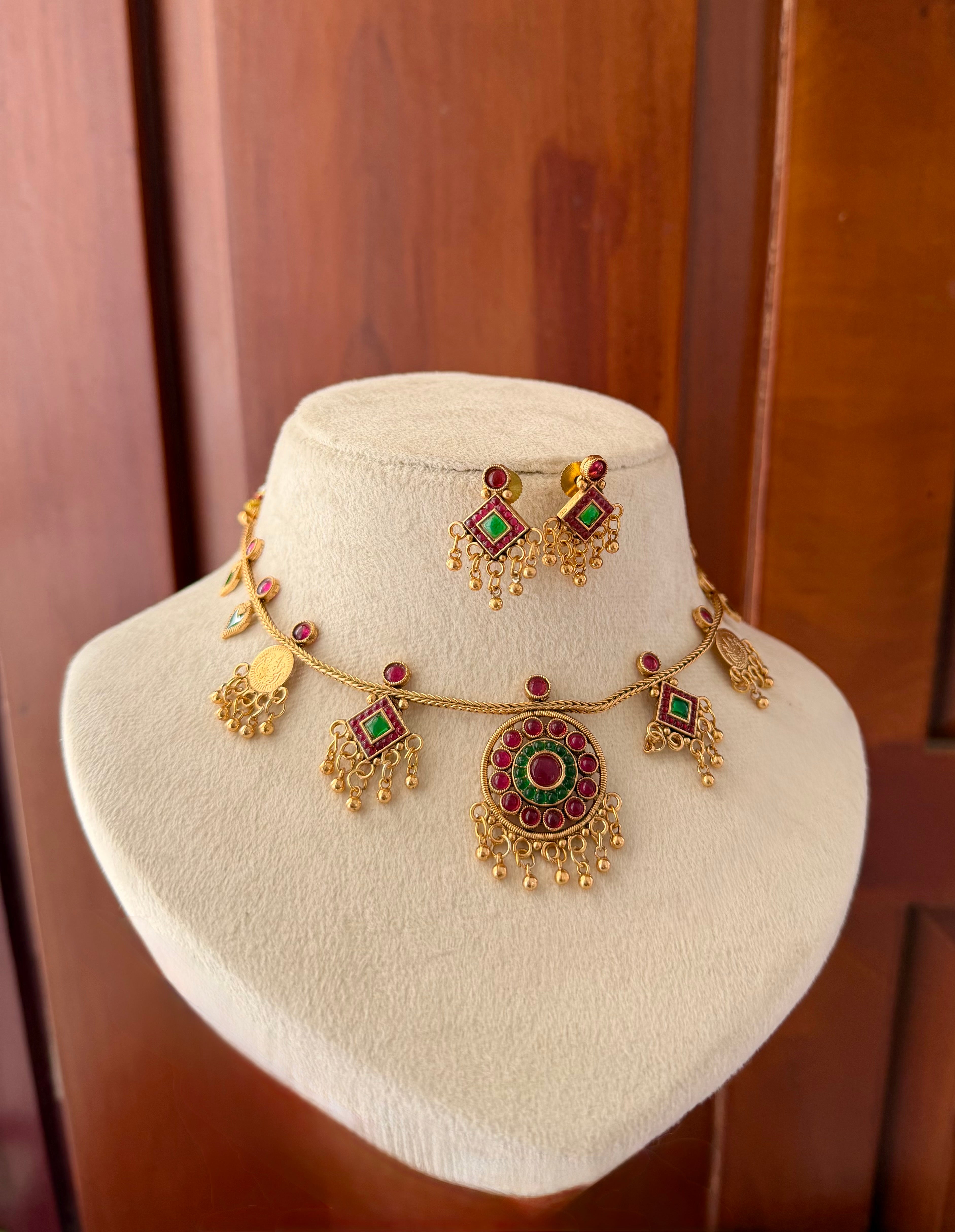 Lakshmi Coin Necklace with Manga & Palakka