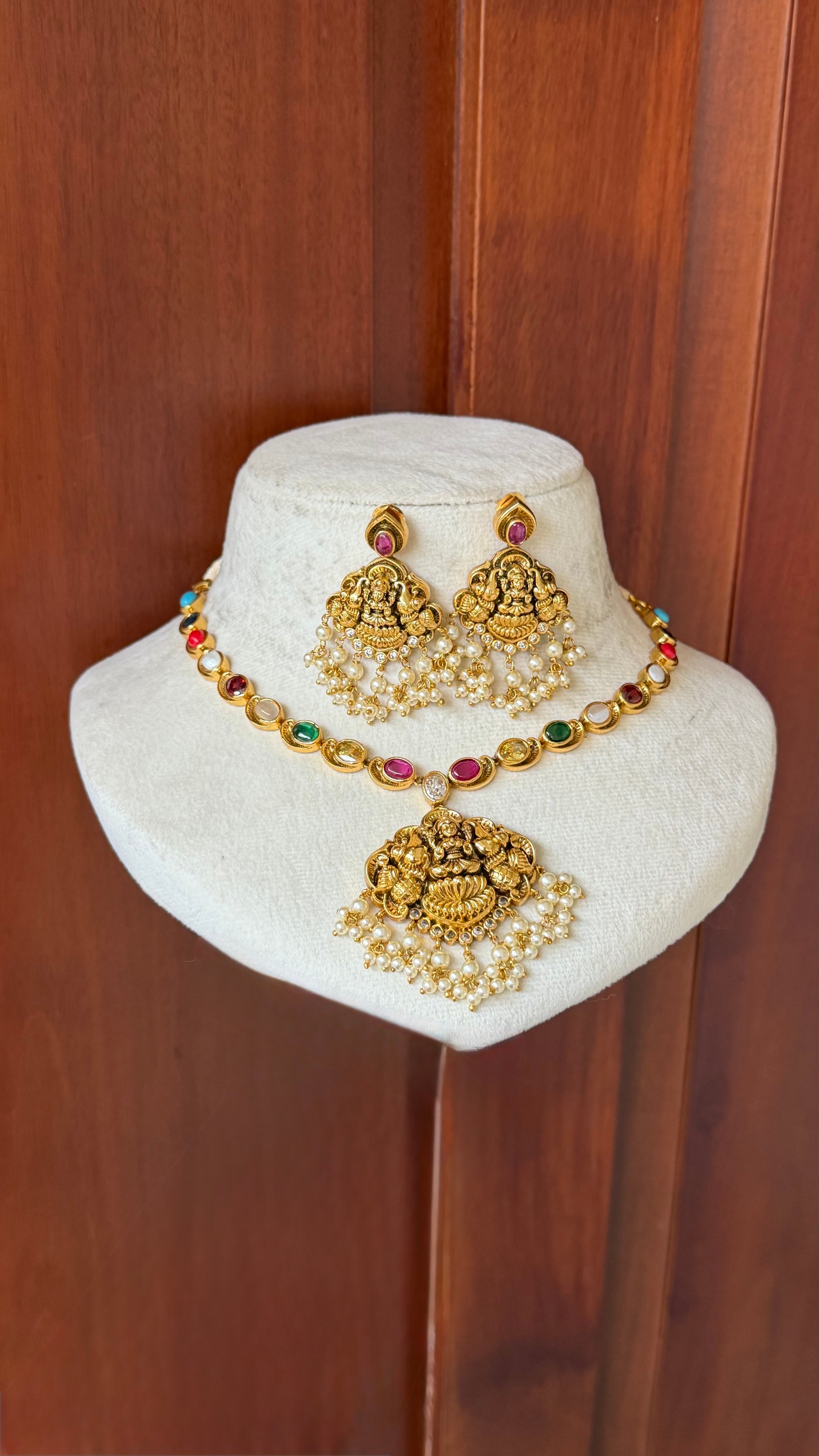 Navaratna Gaja Lakshmi Necklace