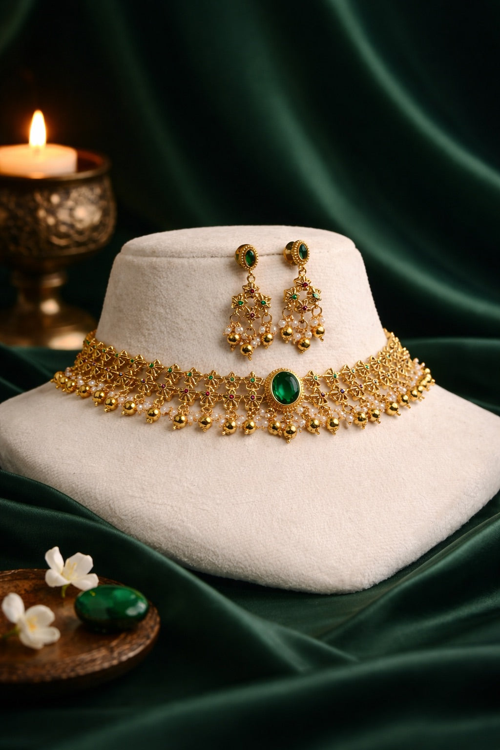Premium Emerald Nakshi Chocker